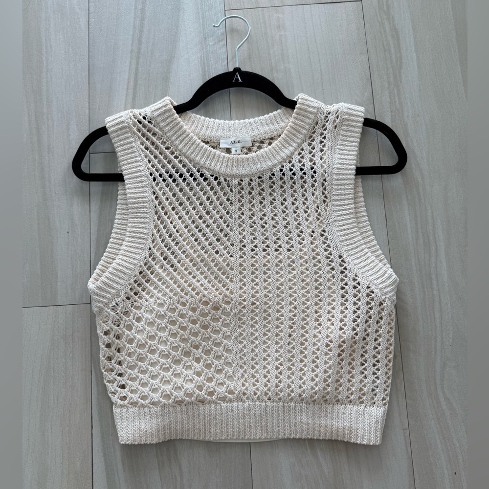 A.P.C. Ivory Open-Knit Sleeveless Top
